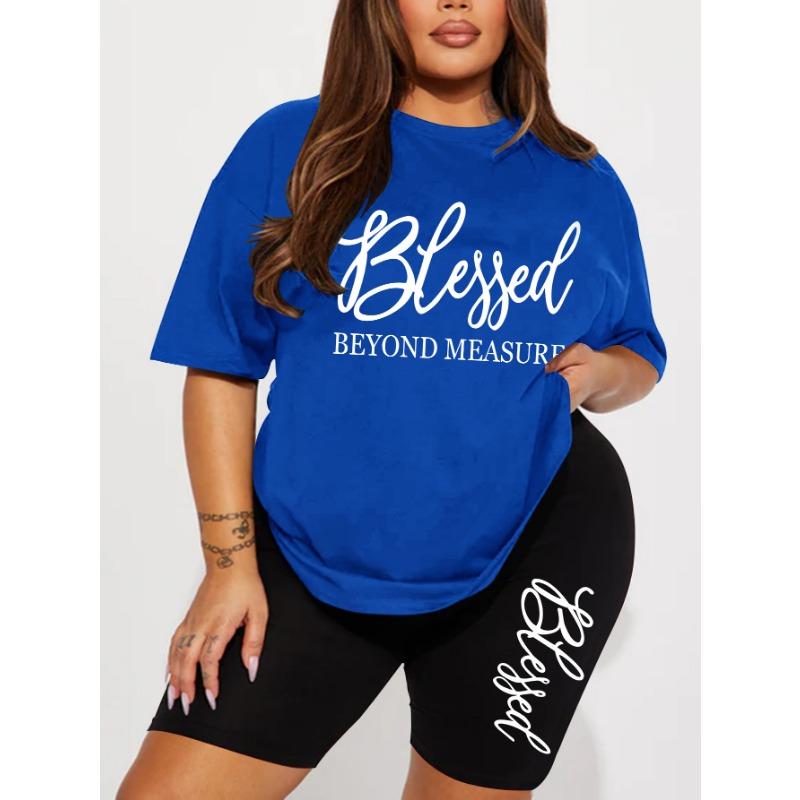 Sets for Women Summer 2 Pieces Blessed Printed Offers and Liquidation Everything Cheap Elegant Women's Sets Short Sets