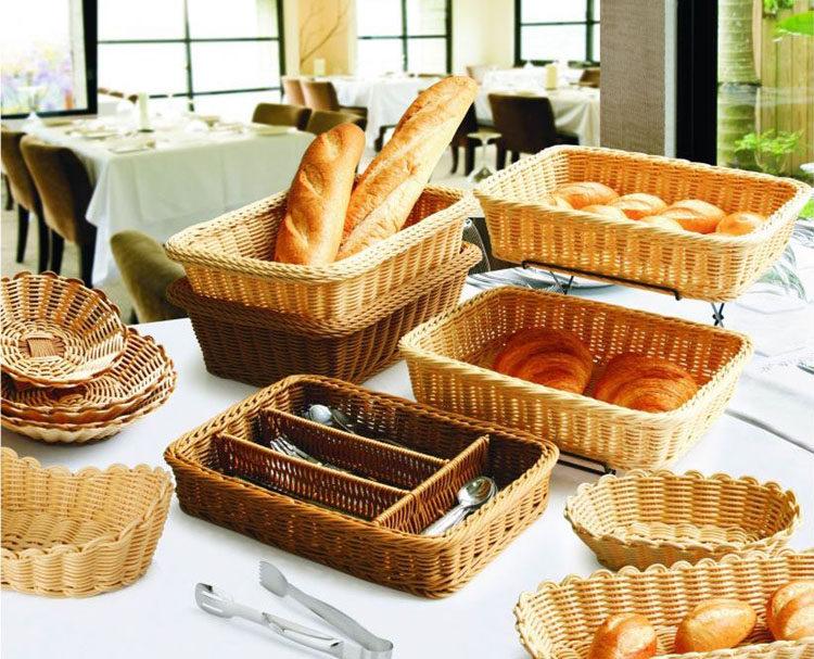 Double-Layer Bread Basket with Lid - Rattan-Style Display Tray with Flip-Top Transparent Cover