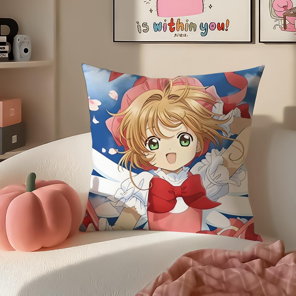 Magical Cute Japanese Anime CCardcaptor Sakura Cushion Cover Pillowcase Short Plush Invisible zipper Room Sofa Cushion Cover