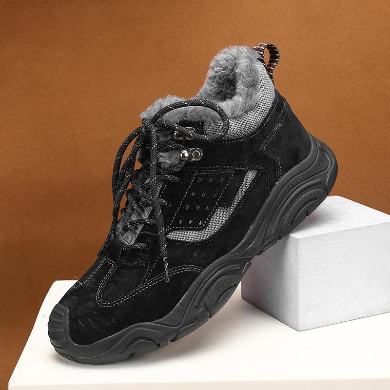 

2024 зима новые импортные товары хит продаж теплые бархатные мужские туфли повседневные высокие уличные спортивные ботинки для альпинизма Martin 38 чёрный
