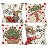 Christmas Decoration Pillow Cover Snowman Reindeer Pattern Printing Living Room Sofa Cushion Cover Home Room Decoration