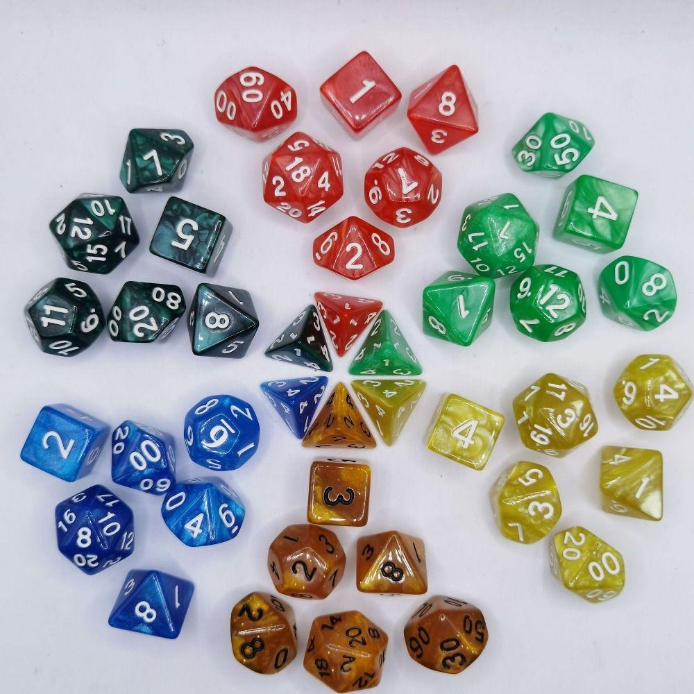 7Pcs/set 7-Die DND Dice Multifacetado Jogo de Mesa D4 D6 D8 D10 D12 D20 Jogo de Dados Jogo de Festa Acrílico Poliédrico Dados TRPG DND
