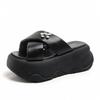Fashion 8CM Women Summer Crystal Chunky Slippers High Heels Flip Flops Thick-Bottom Bling Sandals Wedges Platform Beach Slides Zapatos