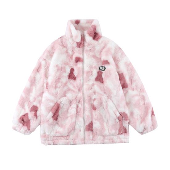 Buy Women Winter Coat Faux Fur Fleece Tie Dye Thickening Long