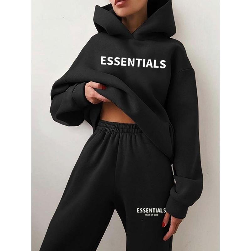Couple Hoodie Set Womens 2-Piece Printed Tracksuit Casual Streetwear Fall Winter