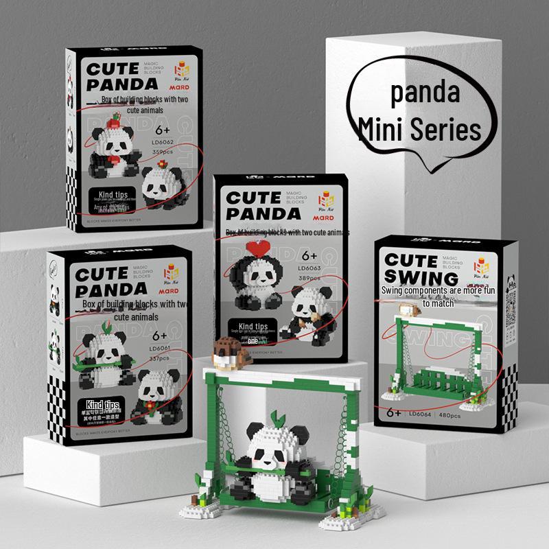 Heimische Riesenpanda-Cartoon-Bausteine - Pädagogische Desktop-Ornamente für Kinder