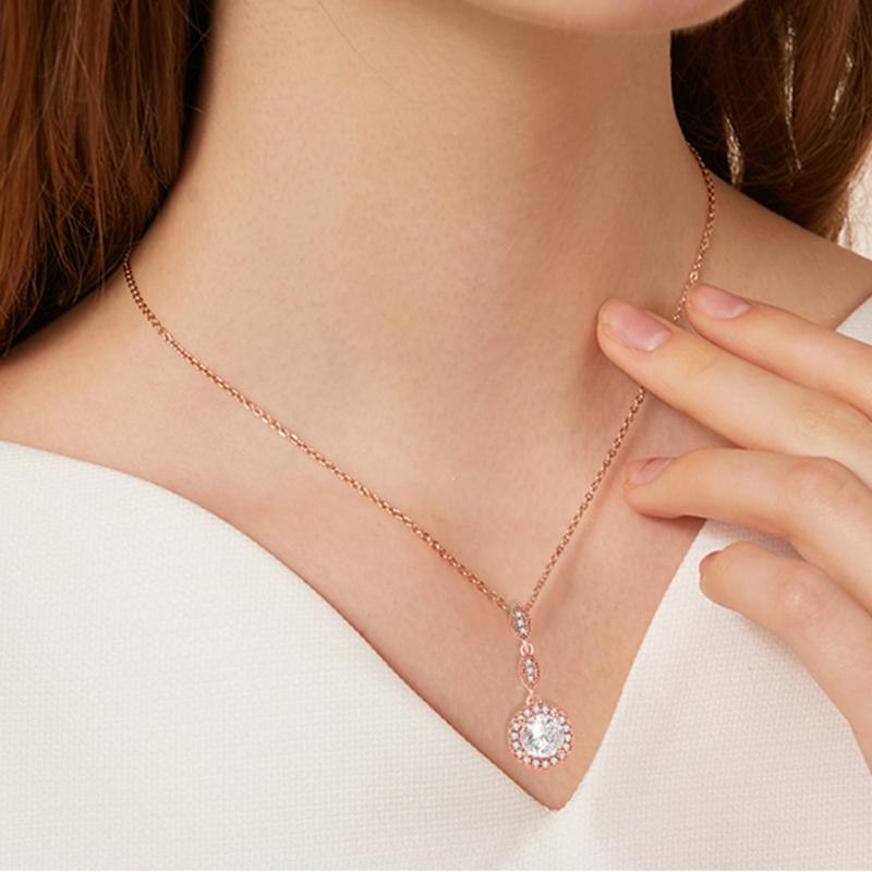ZHOUYANG Fashion Crystal Pendant Neck Chain For Women Cubic Zirconia Rose Gold Color Necklace Jewelry Top Quality Gifts N428