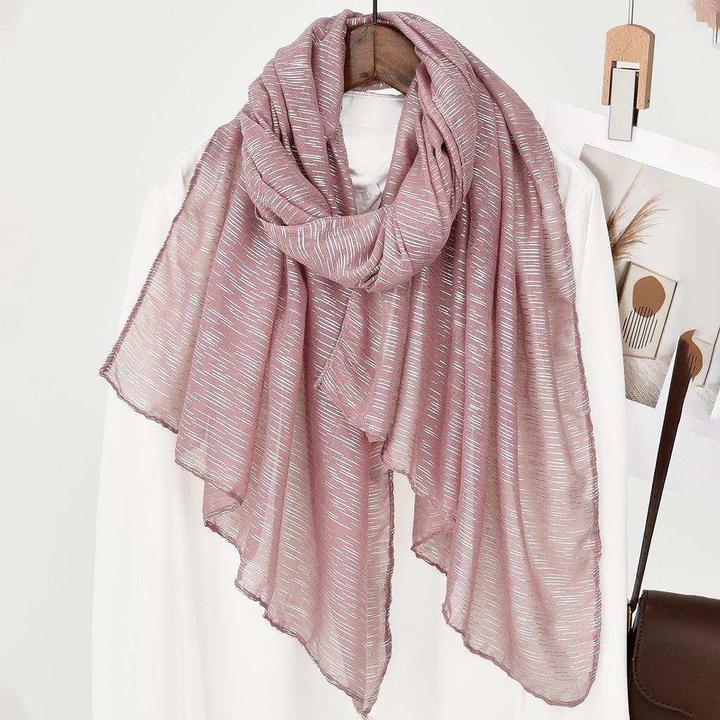 New Silver silver Craft Bright Silk Scarf High-end Women's Polyester Sun Protection Soft Shawl Headscarf