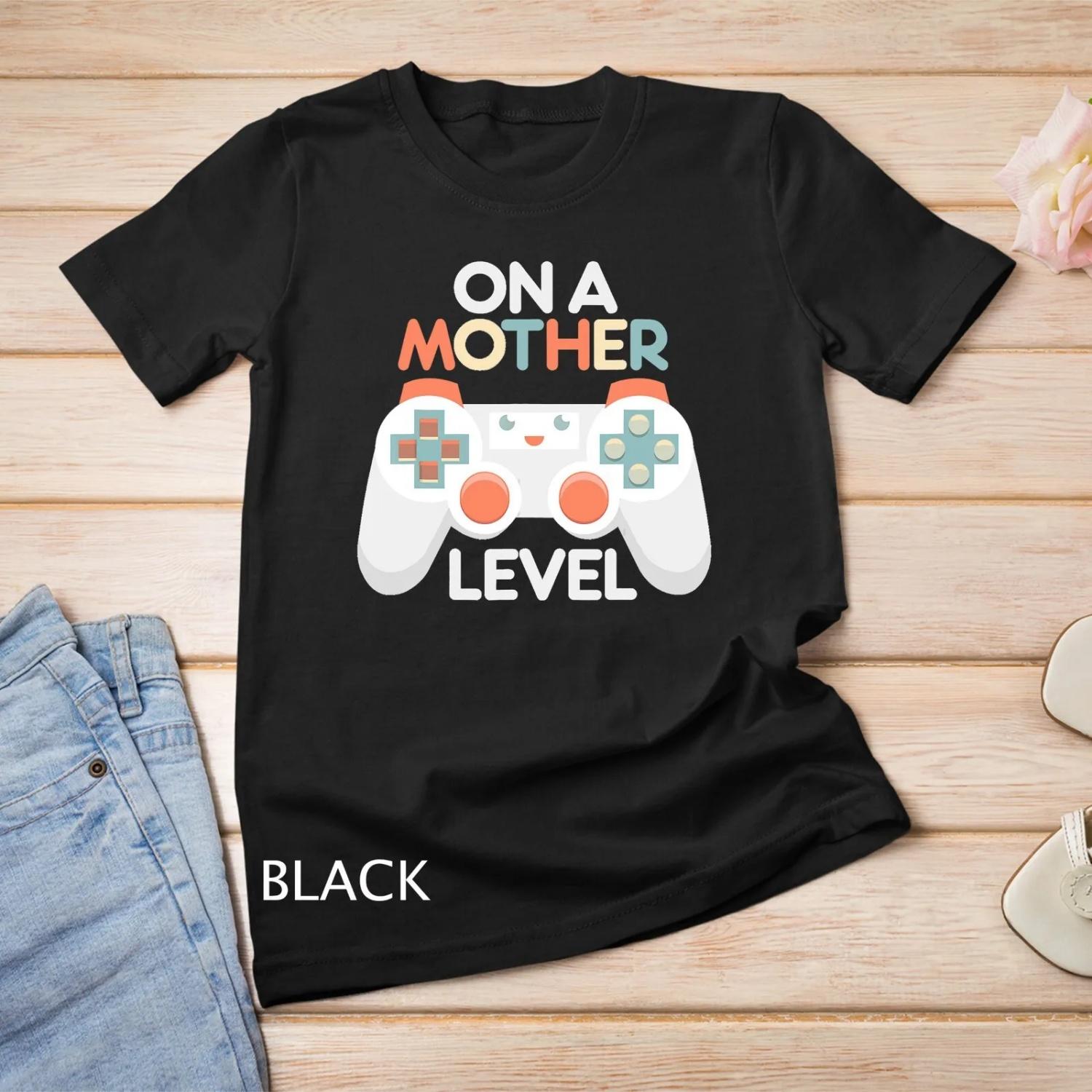 Funny Mothers Day Gamer Mom Gaming On A Mother Level Up Game T shirt S чёрный