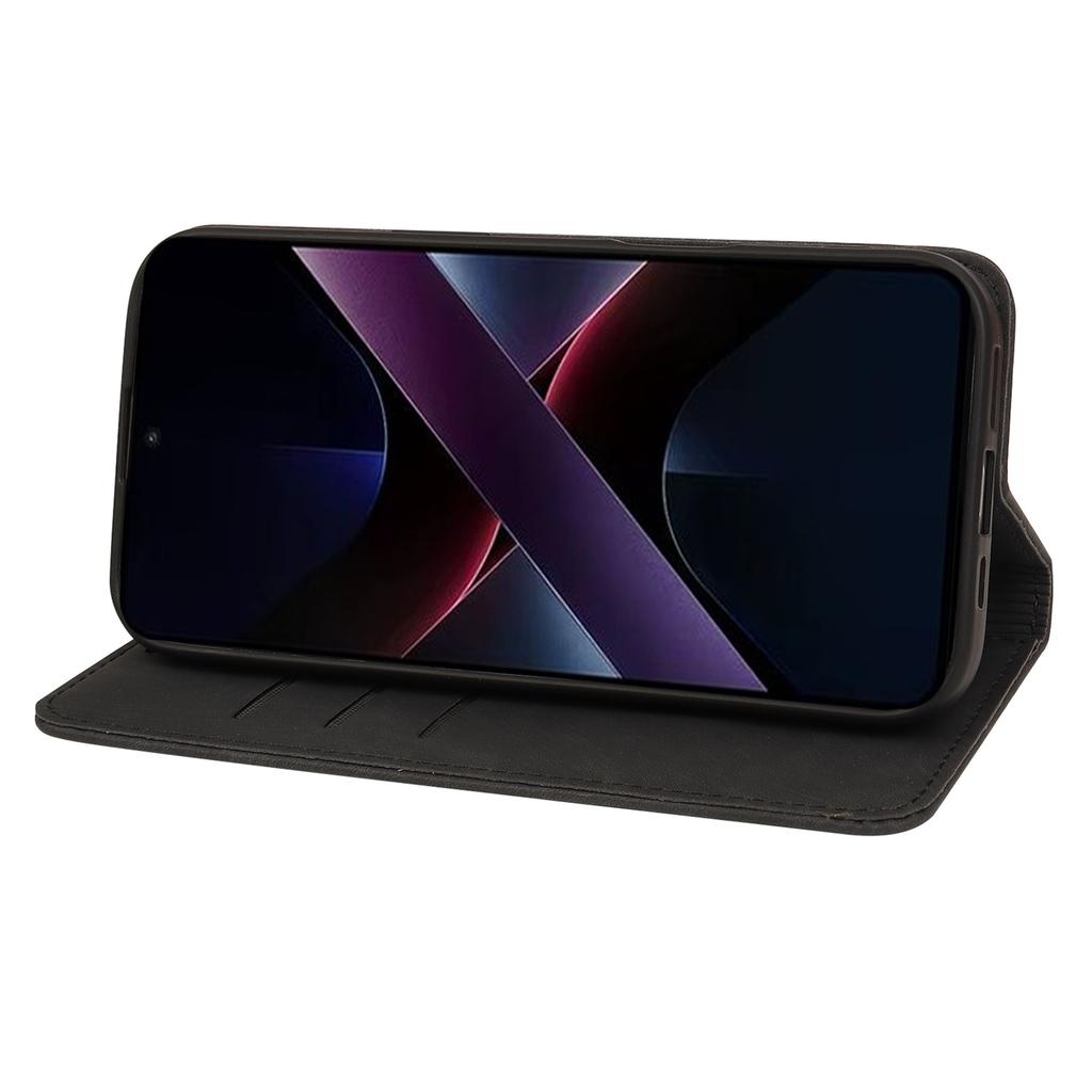 For Xiaomi Redmi Turbo 4 5G/Poco X7 Pro 5G Case Strong Magnetic Leather Wallet Phone Cover with Striped Texture