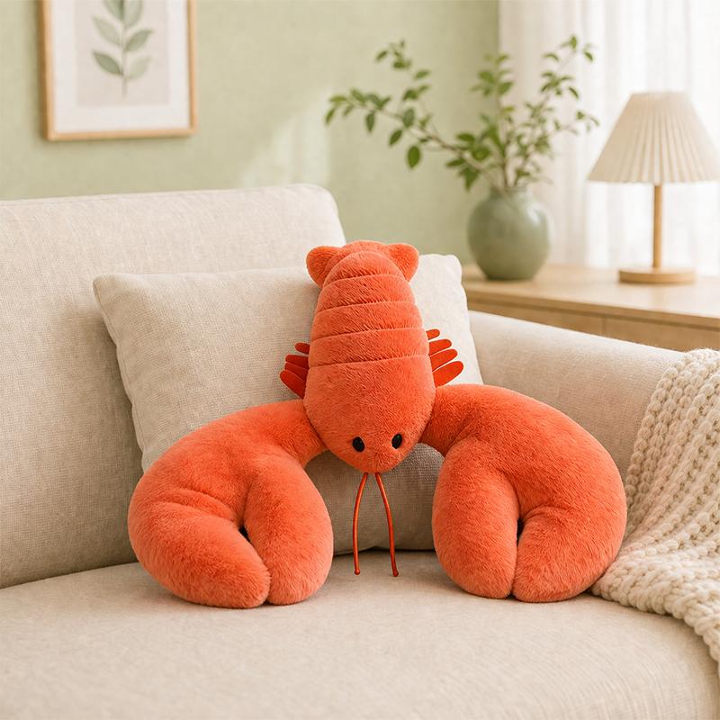 Favorite Toy Unisex Kids Red Cute Lobster Plush Toy Kawaii Stuffed Animal Soft Crab Shrimp Plushie Pillow Cushion Kids Gift Birthday Christmas Decor
