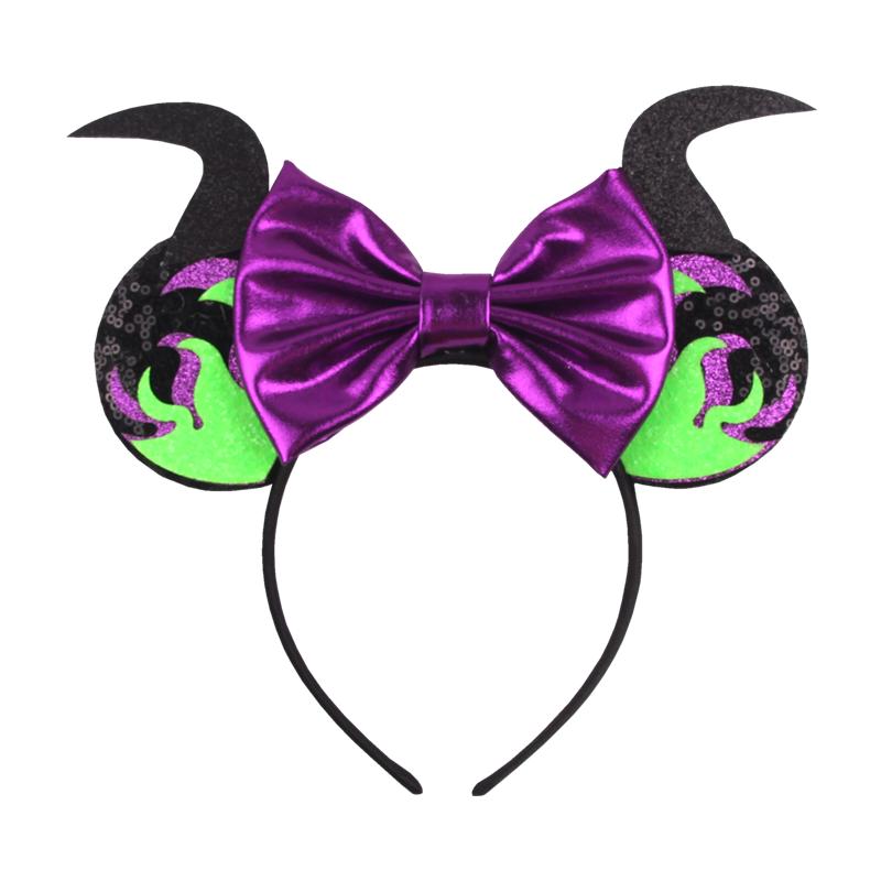 Halloween Mouse Ears Headband Sequins Bow Hairband For Women Featival Party DIY Hair Accessories Boutique