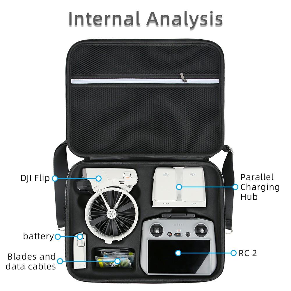 Storage Bag for DJI Flip + RC-2 + Charging Hub + Battery Portable RC Drone Carrying Case