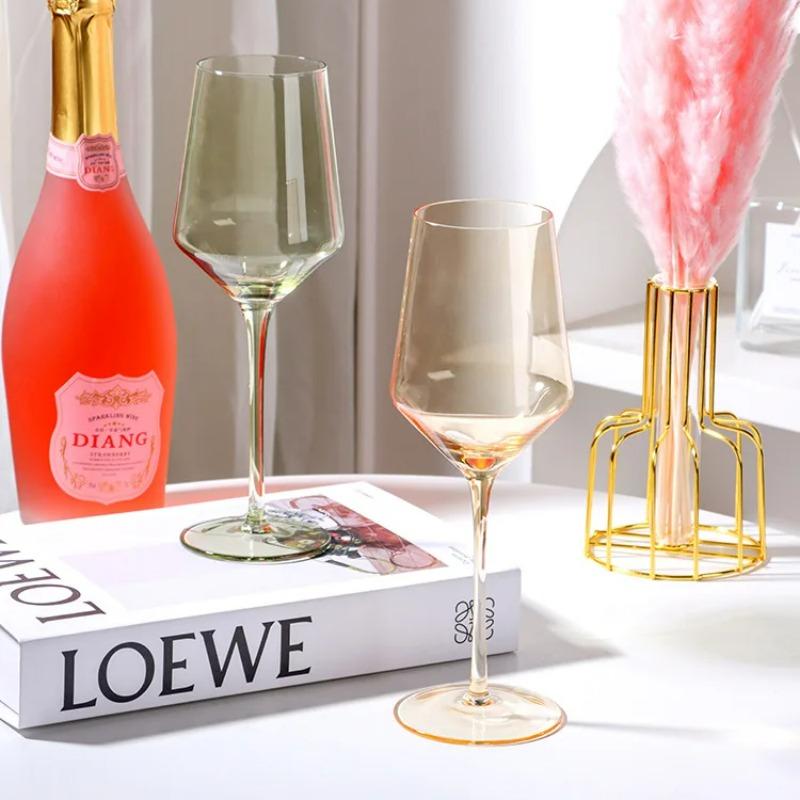 Creative Colorful Crystal Wine Glass Set Color Changing Stemware for Red White Wine