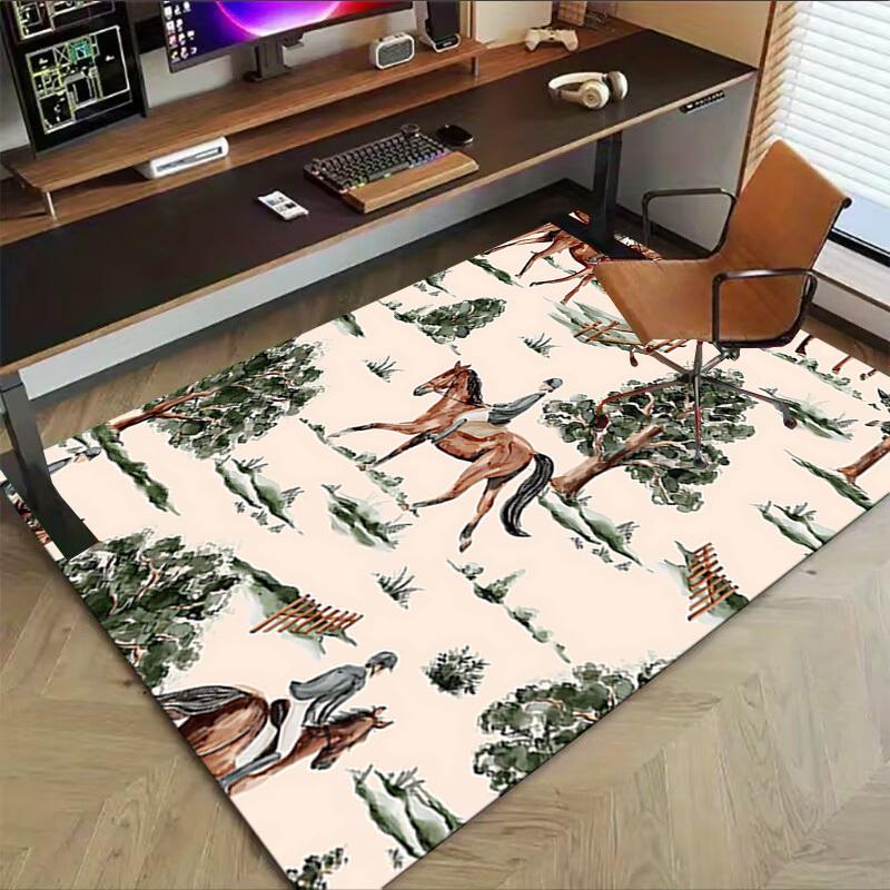 1PC Horse Riding Non-Slip Floor Carpet Compatible for Office&Living Room&Dining room - Flat-Weave Machine- Soft & Pattern-E311