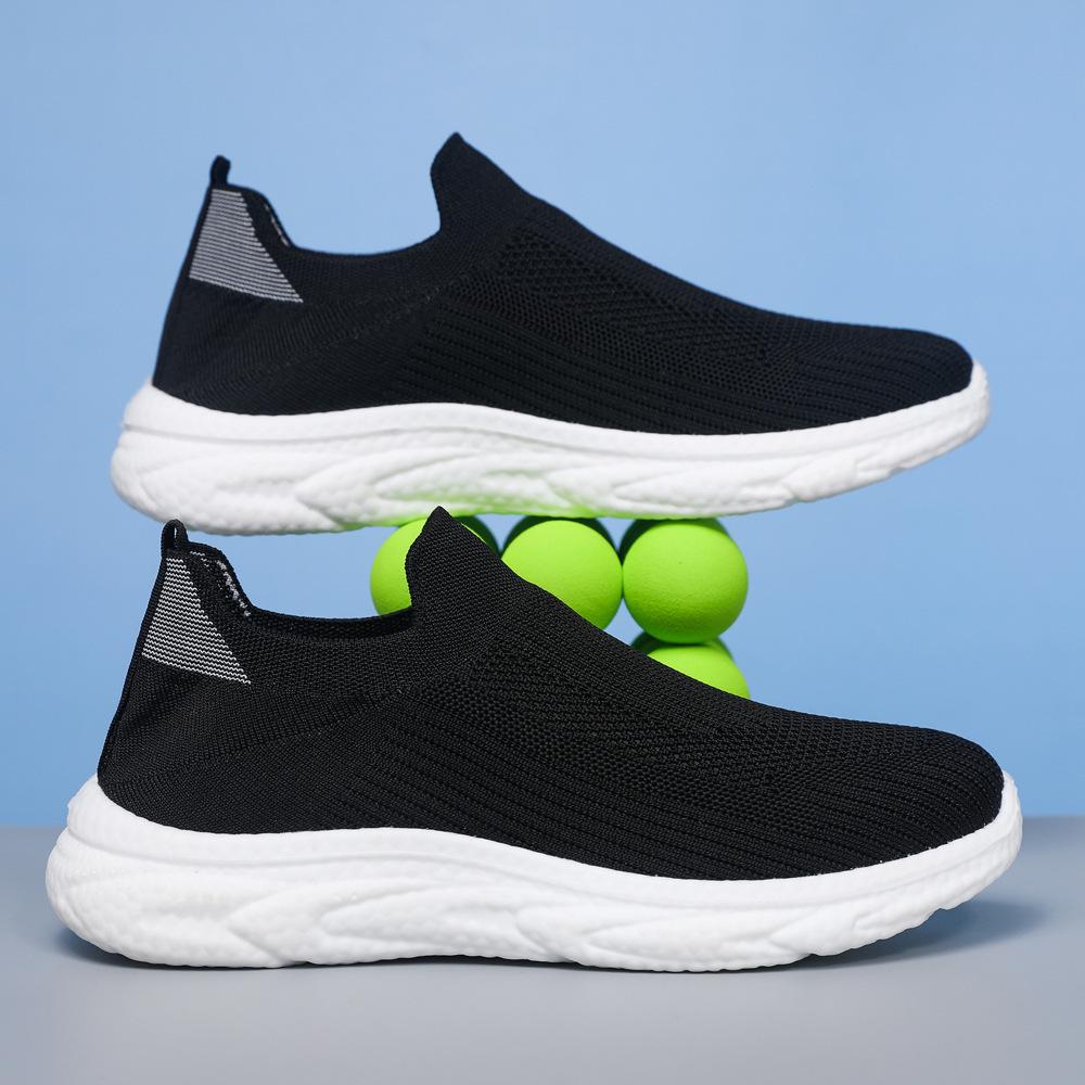 Обувь Мужская Летающая Сетка Дышащие Кроссовки Модные Носки Одна Педаль Мягкая Подошва — фото 7