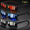 1 3 Pieces Vintage Check Sunglasses For Men Women UV400 Protection Fashion Square Design Fishing Driving