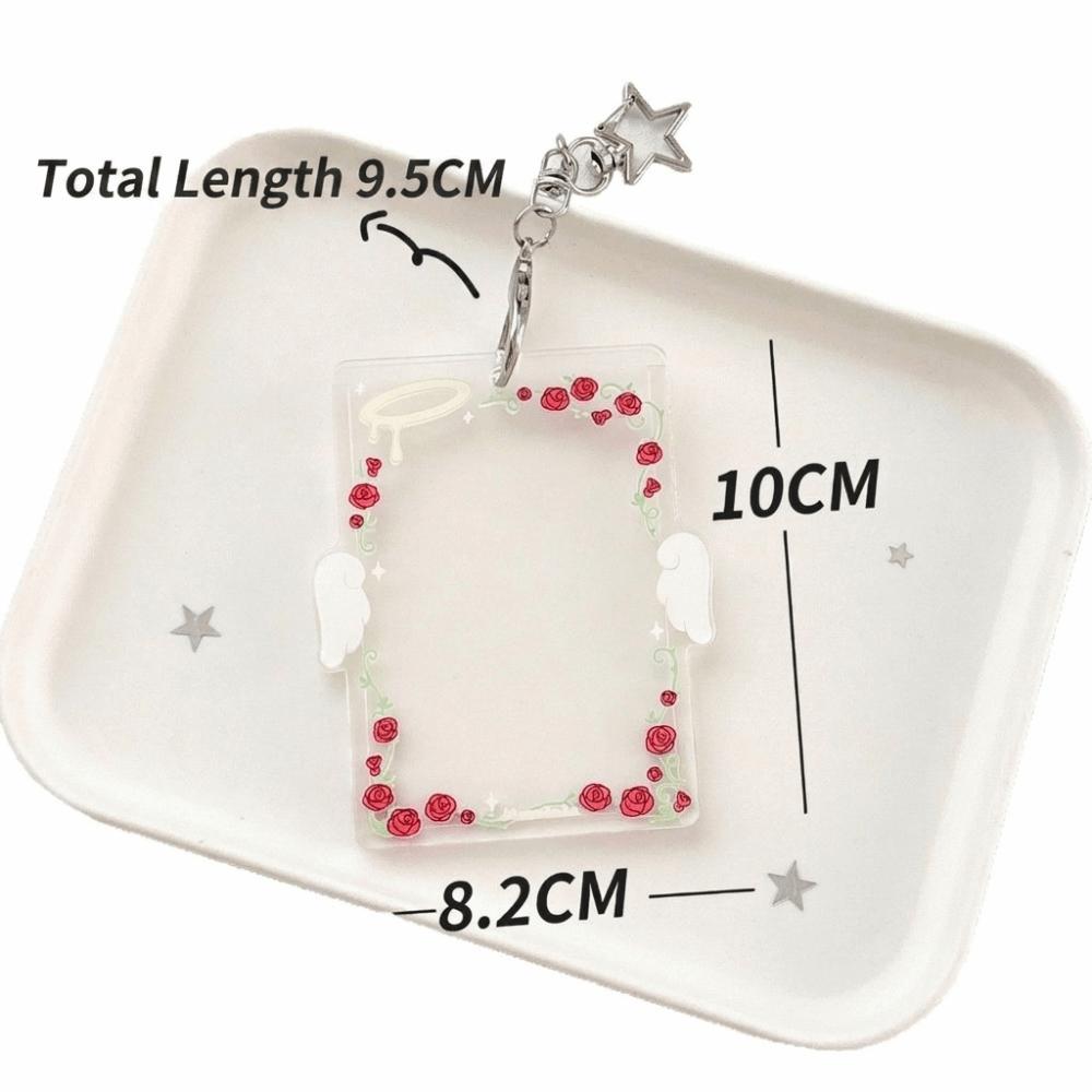 Star Clip Keychain Charm Angel Wings Photocard Organizer Photo Display Keychain Fan Collection