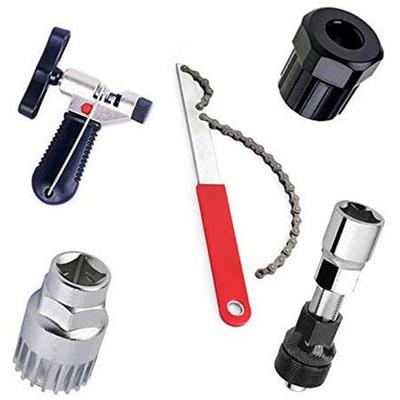 5-teiliges Reparaturwerkzeug-Set Freilauf-Abzieher + Kurbelabzieher + Ritzel-Lockring-Entferner + Tretlager