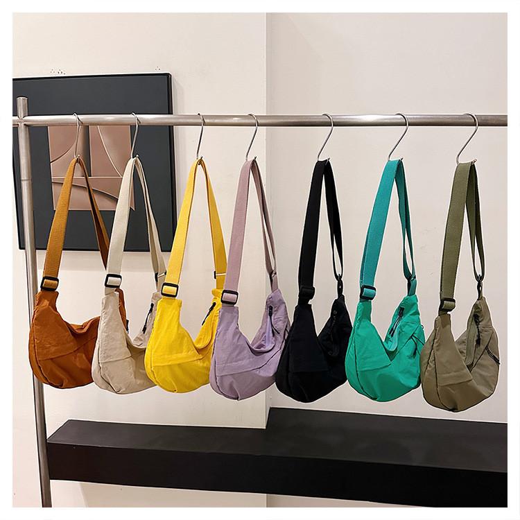 Simple Nylon Crossbody Bag With Inner Zipper Compartments For College Students