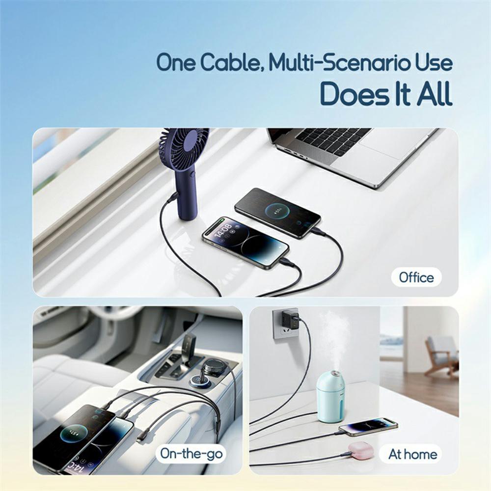 Cablu de Încărcare Rapidă BASEUS Ultra-Rapid Unul-Pentru-Trei USB la Micro USB+Lightning+USB-C 3.5A 0.8m