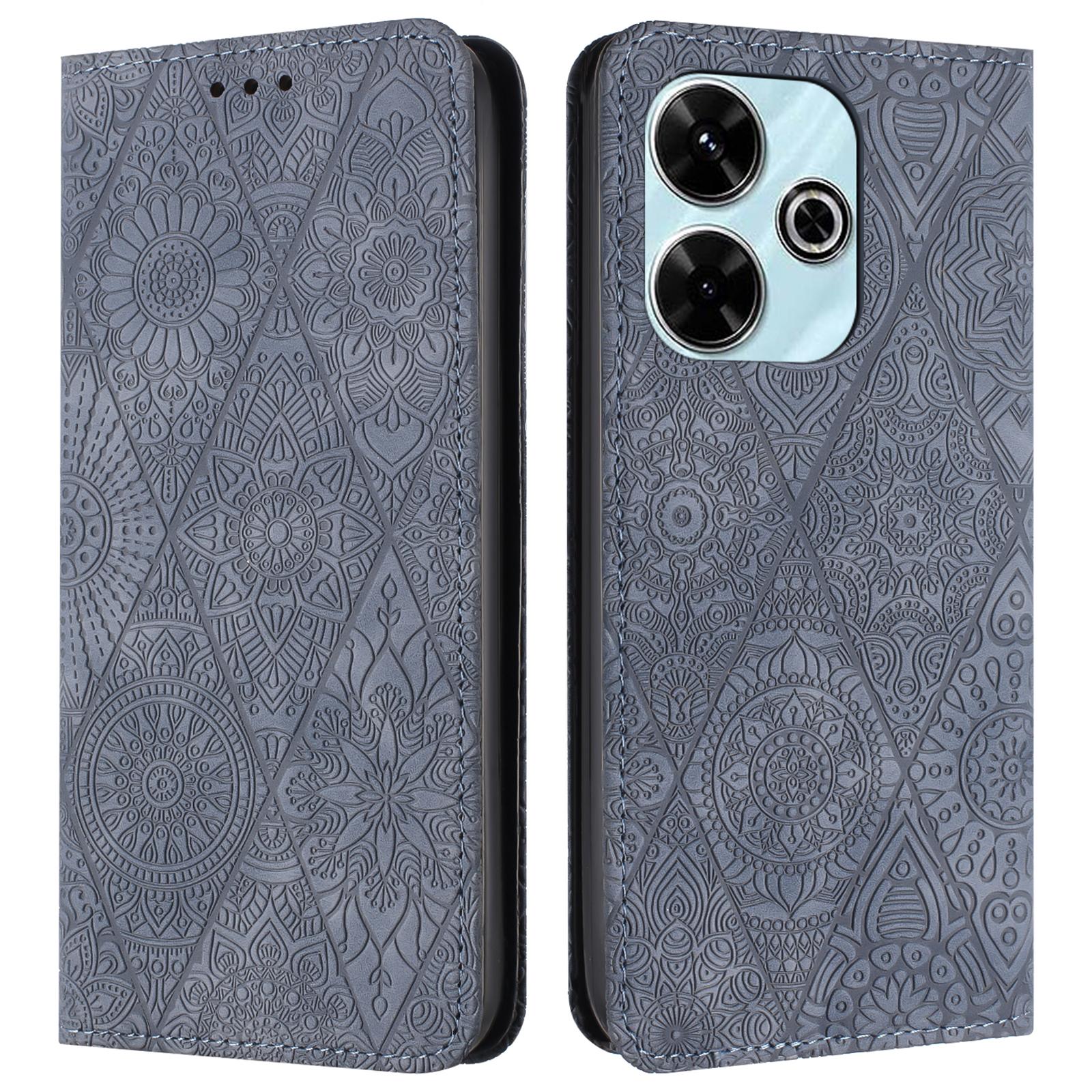 

Чехол для Xiaomi Redmi 13 5G/13 4G с тисненым цветком, кошелек-подставка, кожаная обложка для телефона A