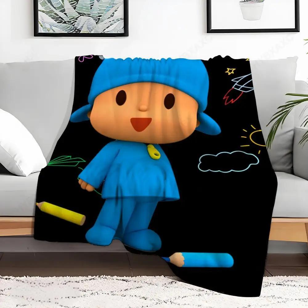 Cute Cartoon PPOCOYO Anime Printed Blanket Picnic Flannel Throw Blanket For Bedroom Warm Soft Custom DIY Quality Bedspread Gift
