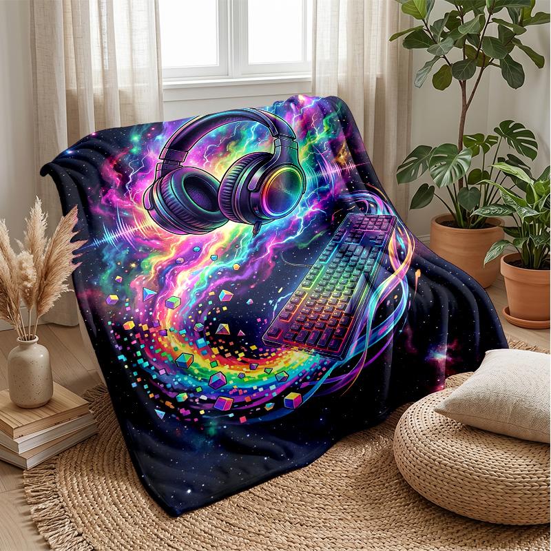 Gaming Controllers Neon Art Theme Blanket Lightweight Warm Flannel Blanket Decorative Throw Blanket for Home Decoration