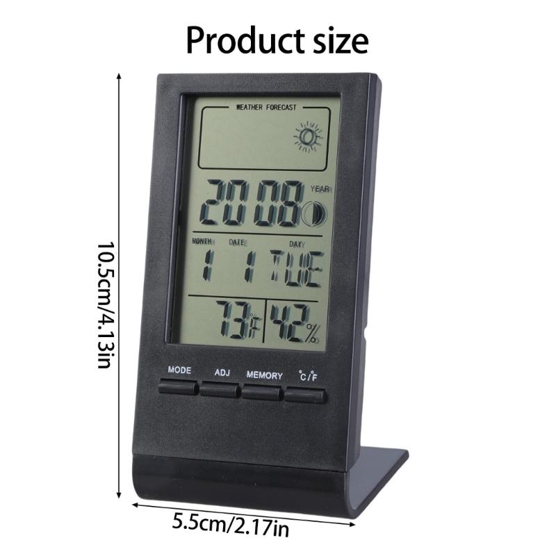 Digital Temperature Humidity Measurement Meter Gauge for Home Baby Room Thermometers Hygrometer with Time Alarm Clock