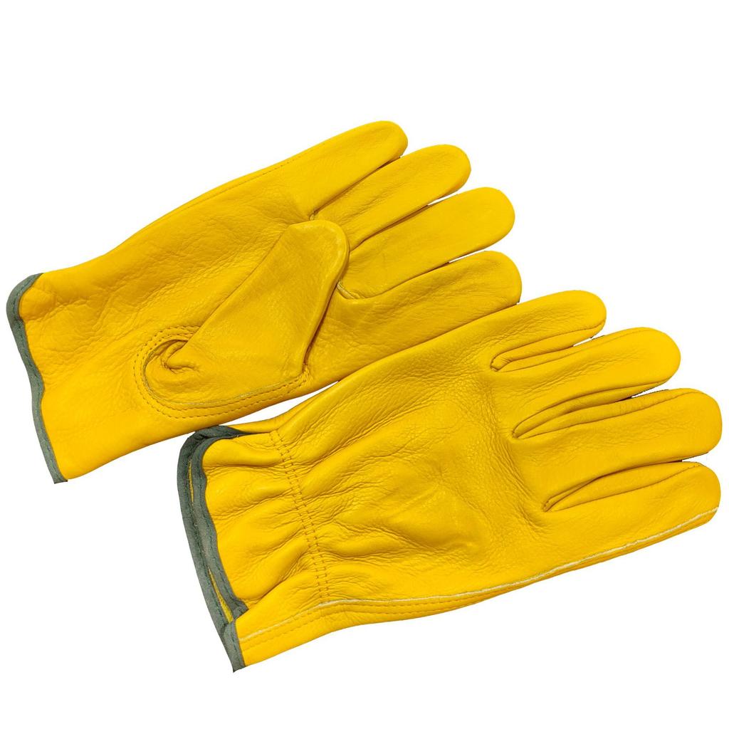 Cowhide Full Riding Gloves Knit Wrist Smooth Texture 17-inch Length-Stab-resistant for Outdoor Camping Gardening Work Labor