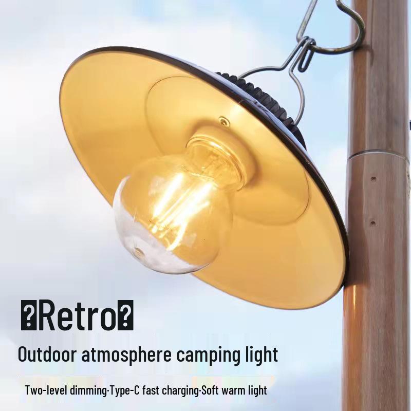 2022 Retro Waterproof Outdoor Camping Light with Type-C Charging – Perfect for Home Emergencies, Atmospheric Lighting, and Hanging.