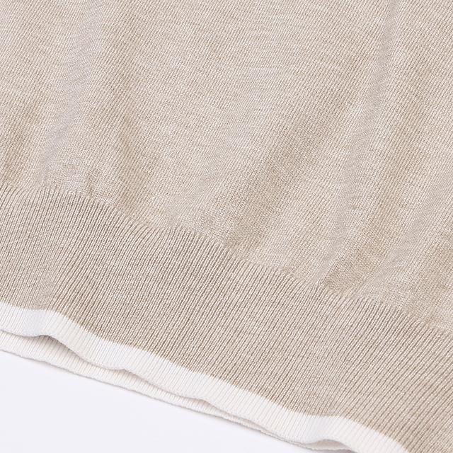 LAP Contrast Line Short Sleeve Slim Knit Ar1Kh360