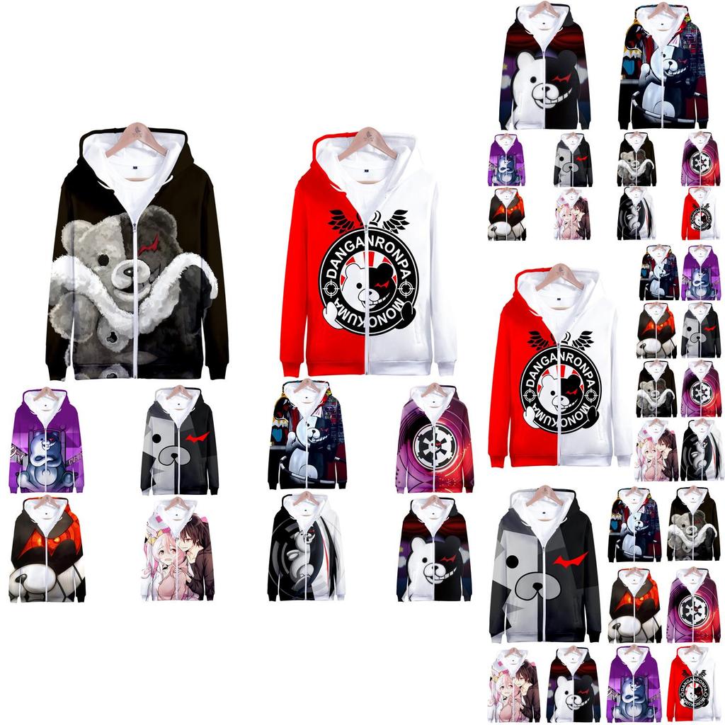 Cozy Danganronpa Monokuma Hoodie With Vibrant 3d Print For Anime Fans
