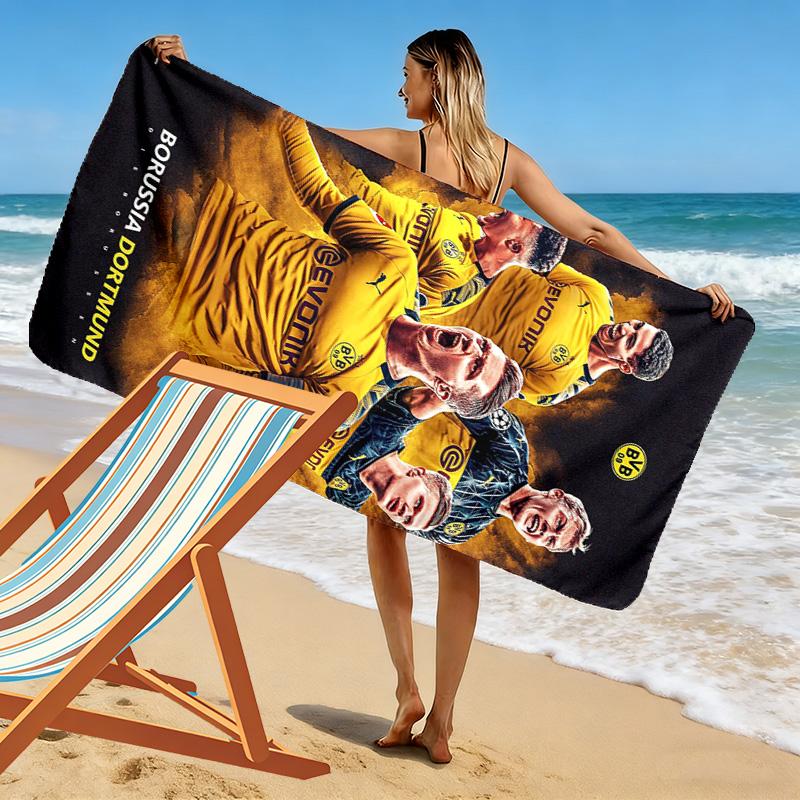 Dortmund Glory: BVB Spirit beach towel Beach towel for vacation photos soft Absorbent bath towel seaside quickdrying swim towel
