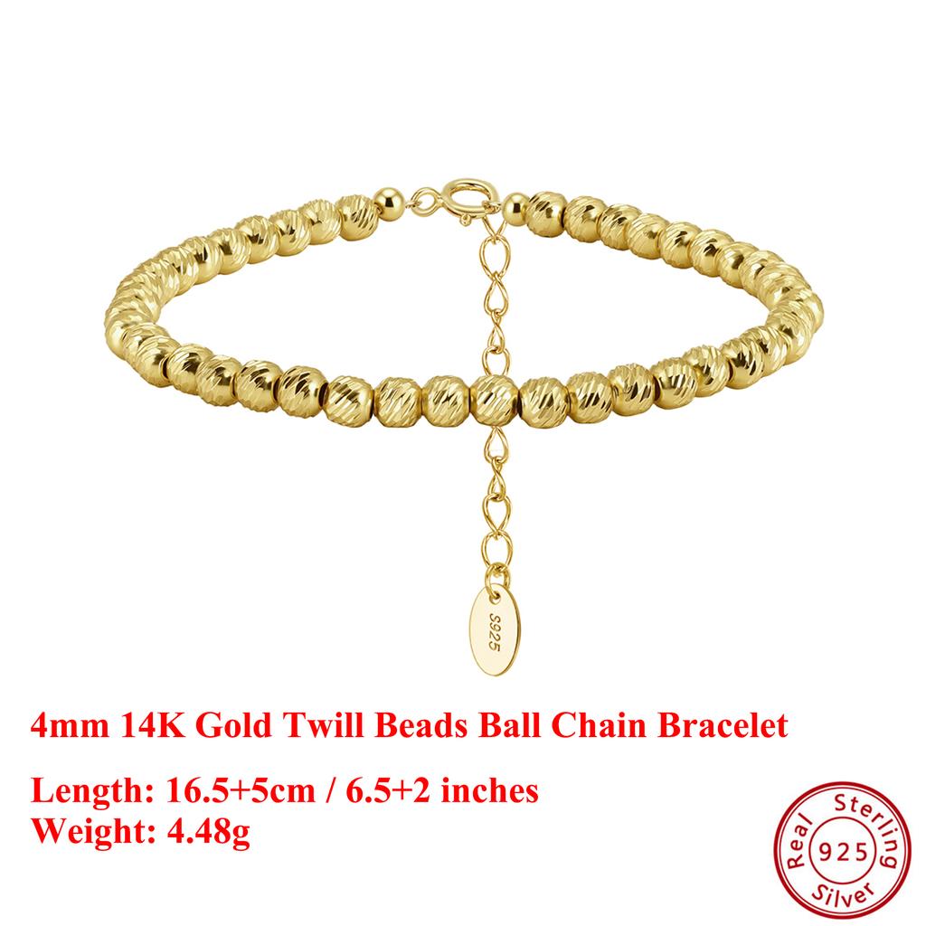 EFFIE QUEEN 925 Sterling Silver Simple Beads Bracelet Fashion Chunky 4mm Ball Beads Chain Bracelet Stackable Jewelry Gift GAB04