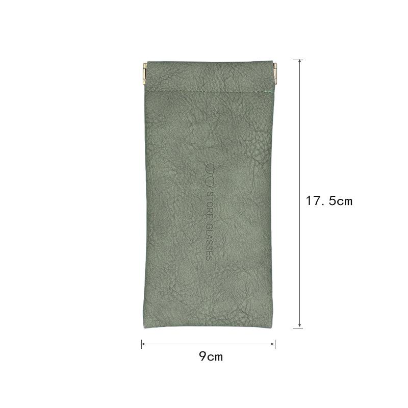 

Unisex Leather Sunglasses Pouch with Elastic Closure - Portable Solid Color Case зелений