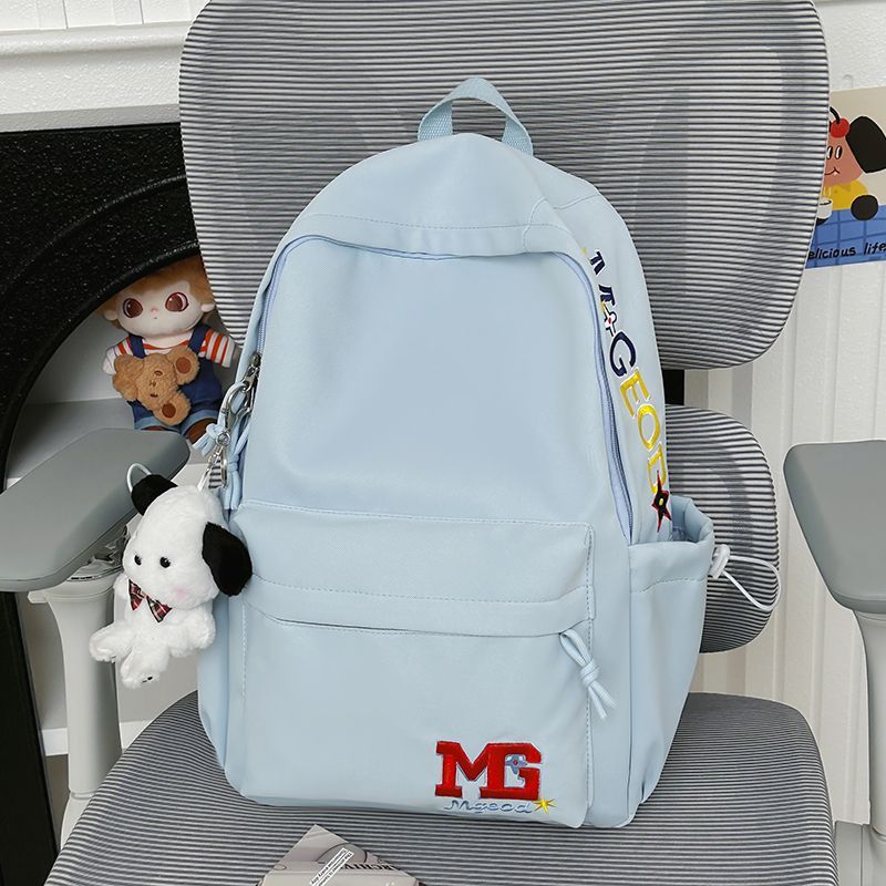Schoolbag American Retro Letter Embroidered Backpack Junior High School Versatile Large Capacity Lightweight Travel Computer Bag