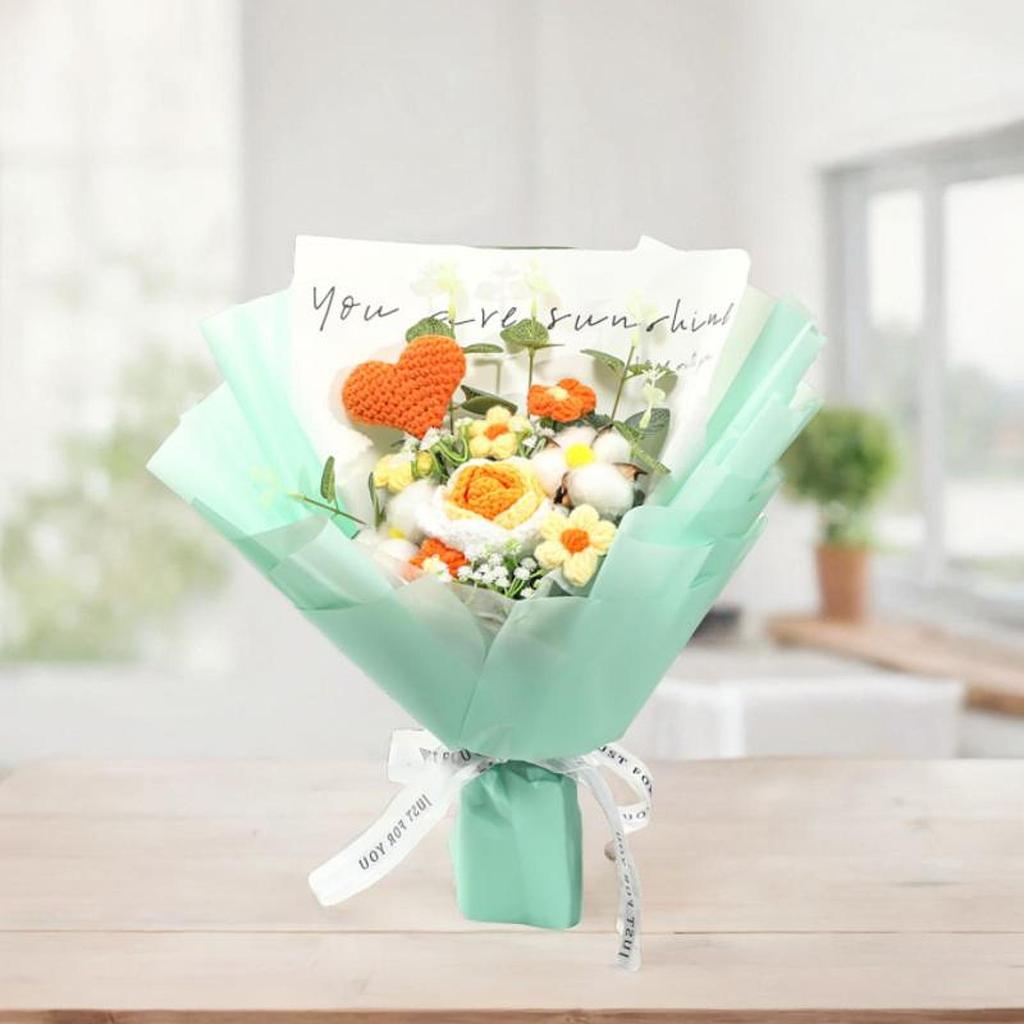 Crochet Flowers Gift Bouquet Knitting Flower Handmade Table Decoration for Home Decor Multifunctional Finished Product