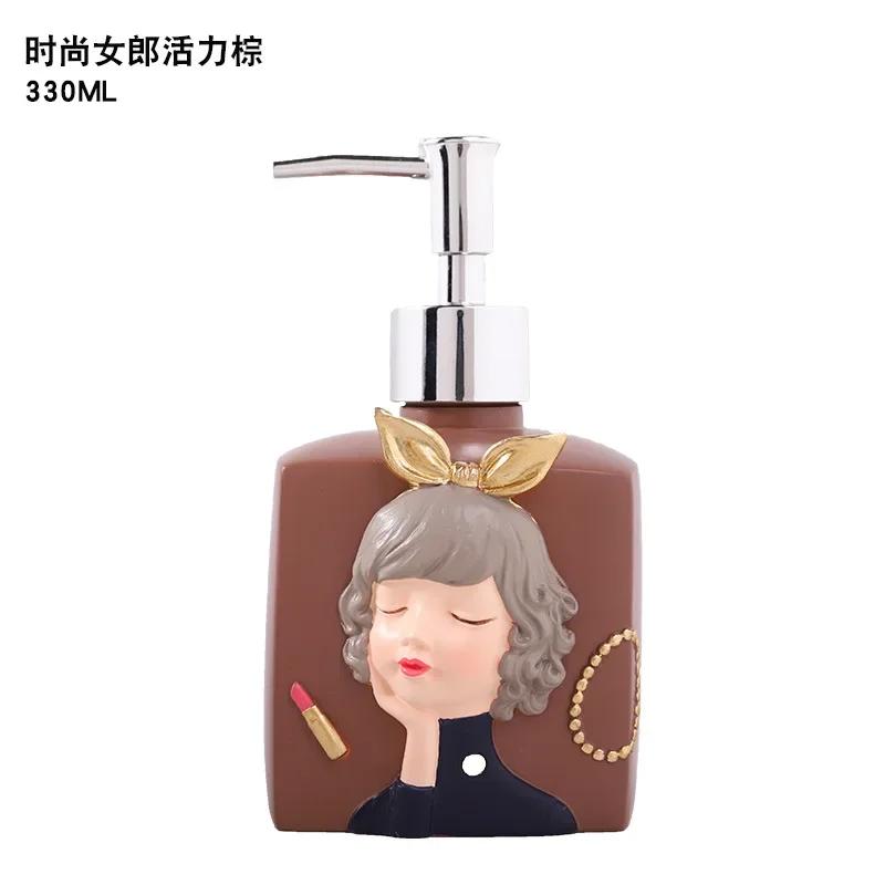 Cute Cartoon Character Lotion Bottle Resin Craft Soap Dispenser Hand Sanitizer Bottle Shampoo Bottle Bathroom Decoration Gift