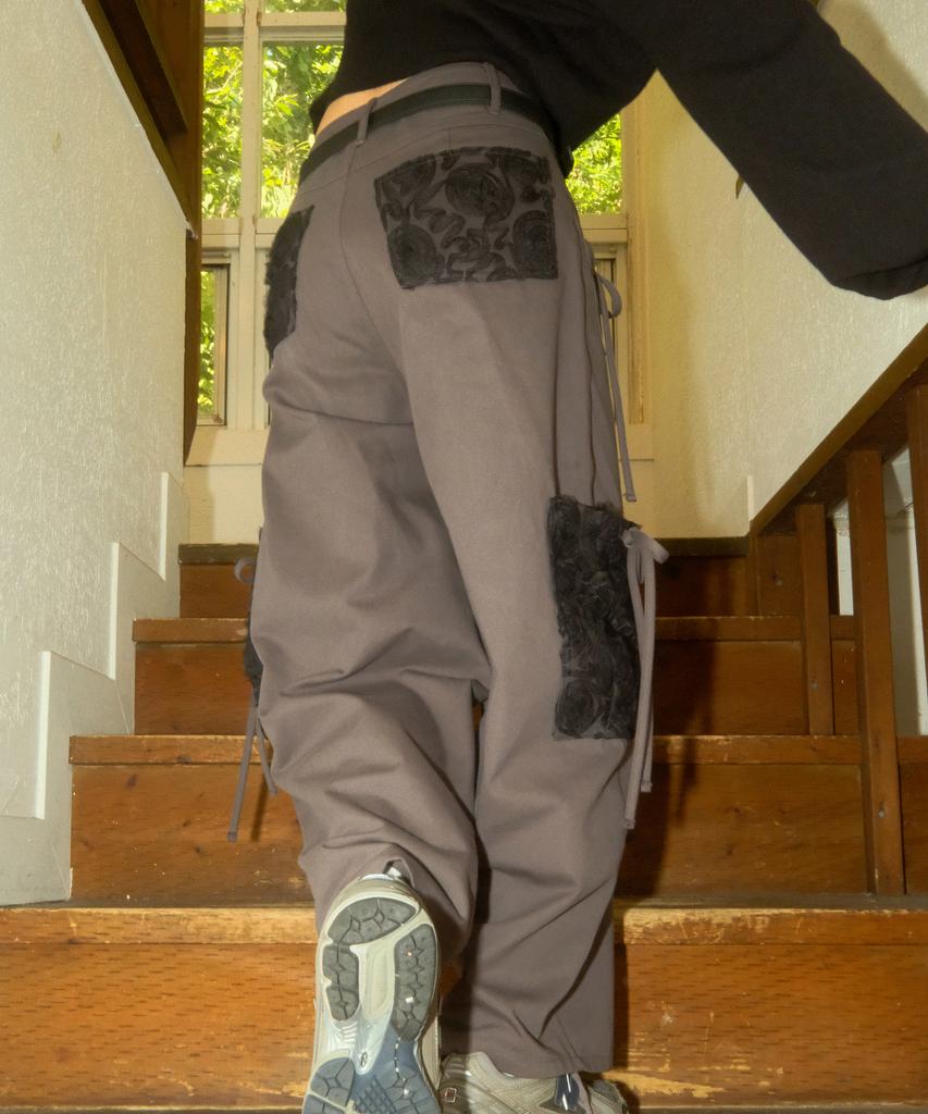 SIWL107 Ribbon Cotton Pants (Charcoal)