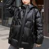 Winter Jacket Women Parkas Glossy Down Cotton Padded Parka Female Solid Color Thick Outwear Hooded Warm Outcoat