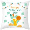 St. Patrick'S Day Pillow Case Green Cartoon Letter Four-Leaf Clover Sofa Cushion Cover Ireland National Day Pillow Cover
