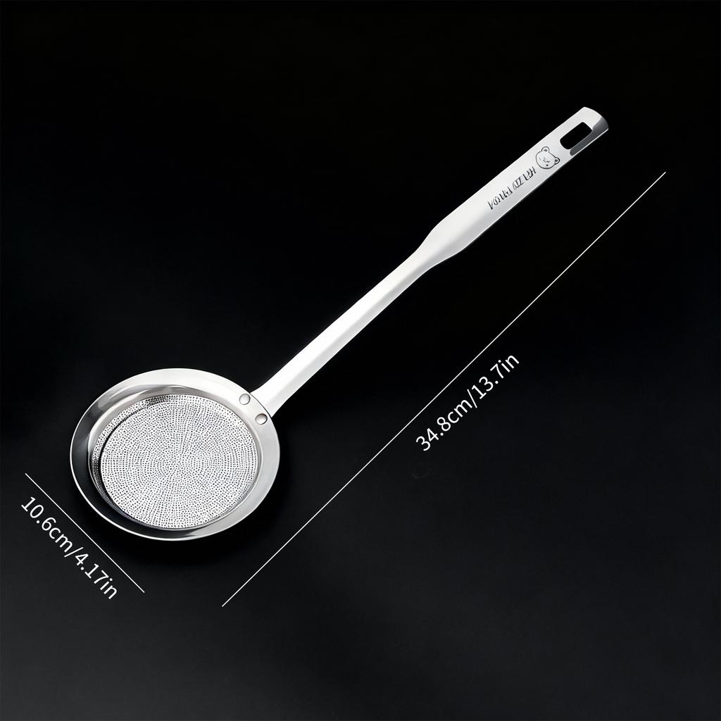 304 Edelstahl Feinmaschiges Sieblöffel Langlebiges Abtropfsieb Verbrühschutzgriff Rückstandsfilter Geschlitzter Löffel Küchenhelfer