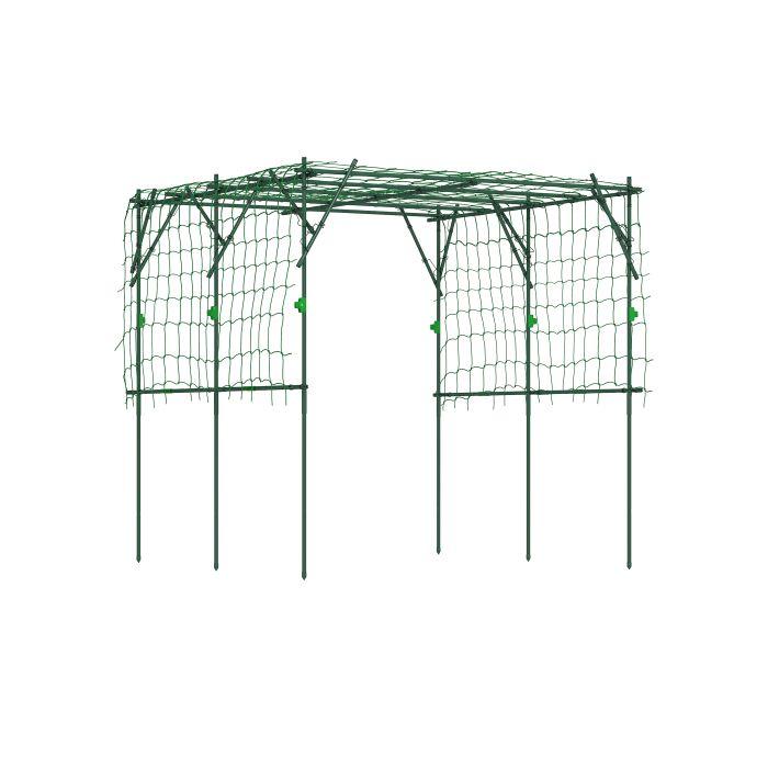 Jardinière cu suport triunghiular - MUVOE - 223x223x223 cm - Oțel inoxidabil - Polietilenă - Verde