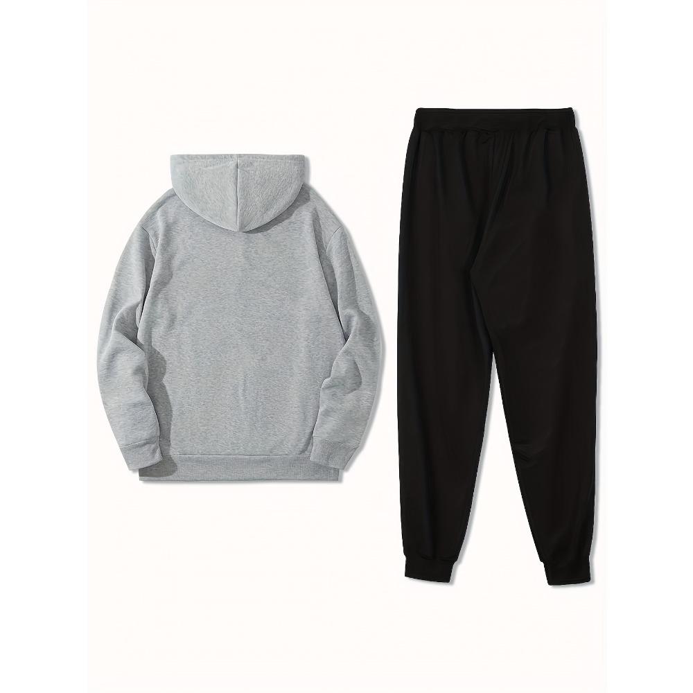 Men's Casual Printed Fashion Set, Sweatshirt Long Sleeve and Pants Two-Piece Suit for Autumn and Winter