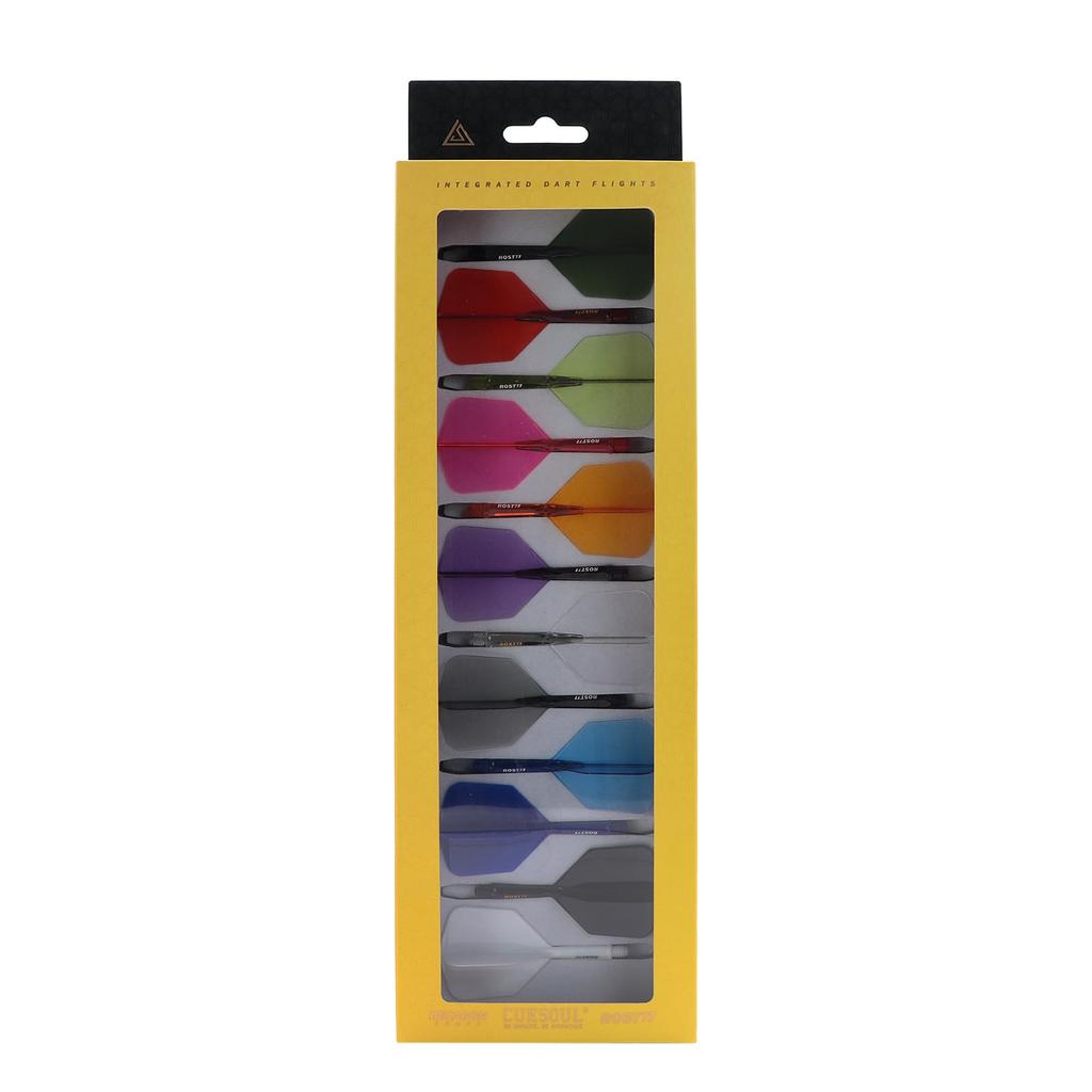 CUESOUL ROST 77 Transparent One-Piece Flights, Big Wing Shape, 12-Color Mix, Set of 12, Small (CS-77-12DF-S)