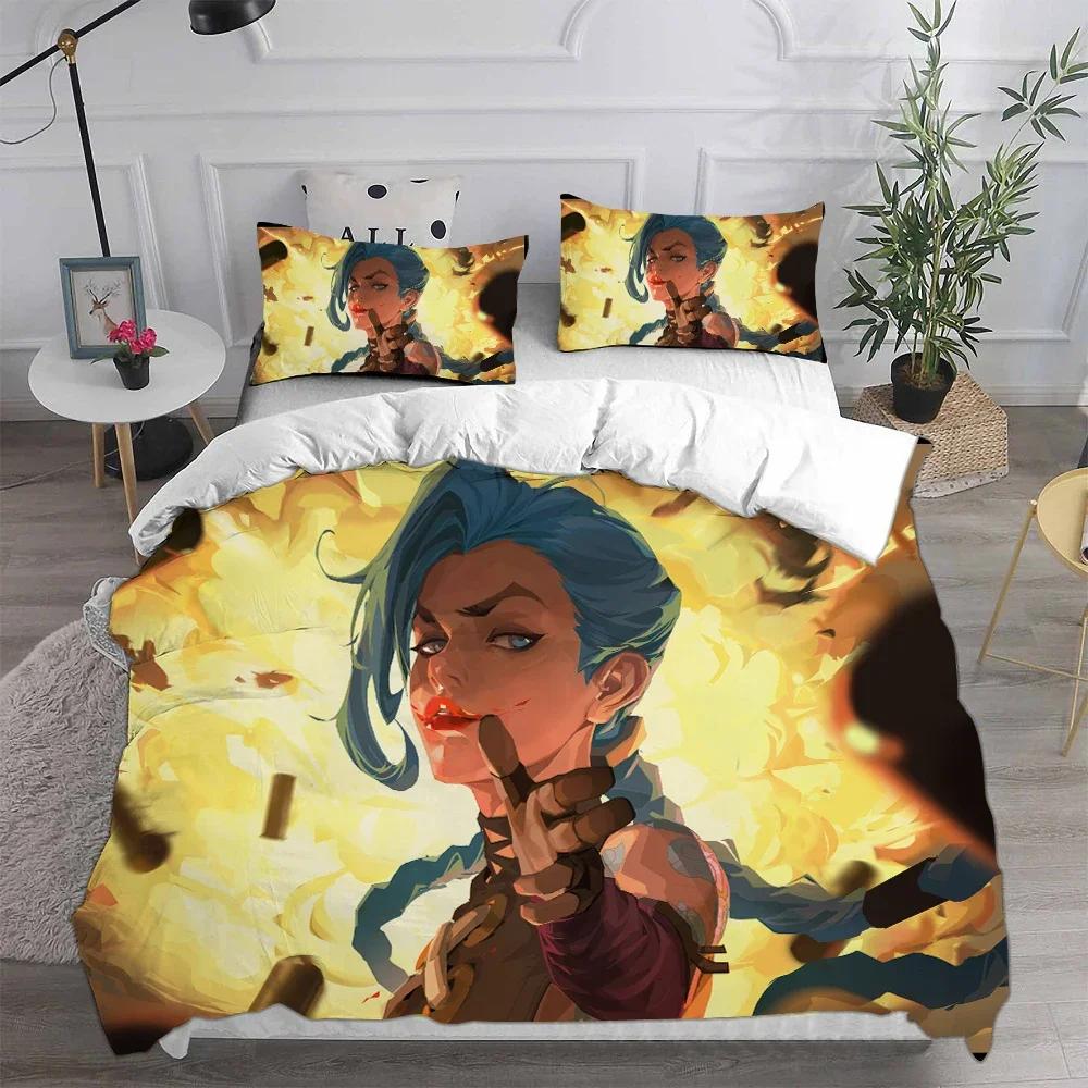 3D Printed Jinx Arcane Comfortable Duvet Quilt Cover Pillowcase Bedding Set Children Bedroom Decoration Home Textile