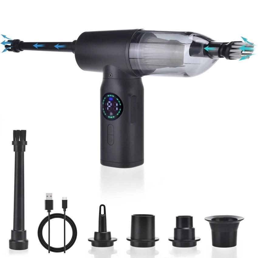 2 in 1 Portable Compressed Air Blower & Vacuum Cleaner Cordless Duster Blower for Keyboard Computer Cleaning Air Duster