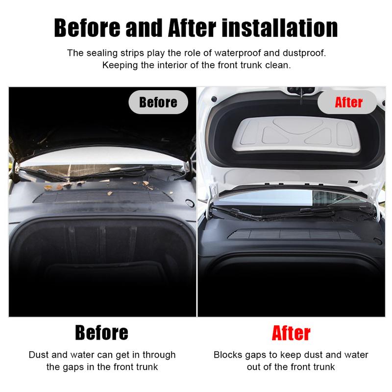 Front Chassis Cover Water Strip Air Inlet Protective Cover 1 Set Modification Accessories For Tesla Model 3 Y Hood Sealing Strip