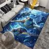 3D Sea Turtle Area Rug,  Crystal Velvet Polyester, Non-Slip, Decorative Floor Mat for Bedroom, Living Room, Playroom, Ind